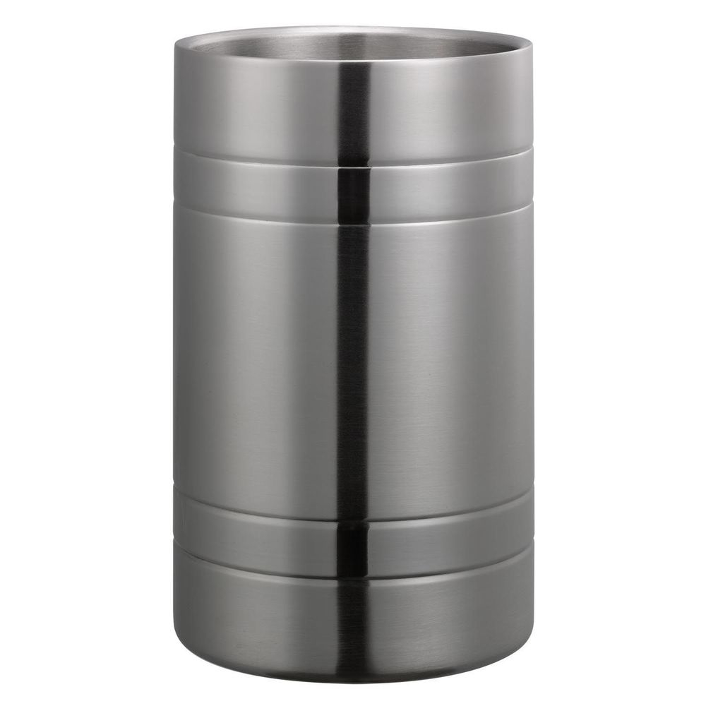 Service Ideas Stainless Steel Brushed with Polished Accents Finish Double Wall Insulated Wine Chiller, 4.75 inch Width x 8 inch Height