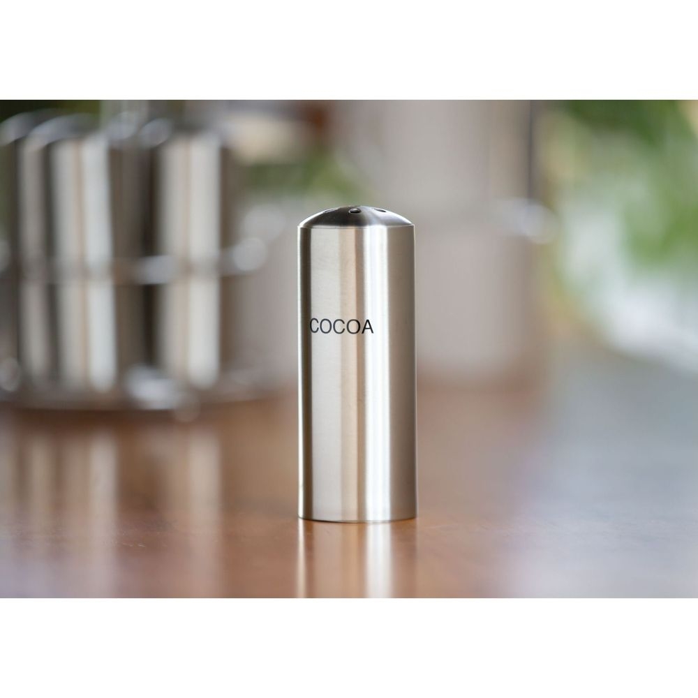 Service Ideas Stainless Steel Brushed Finish Cocoa Teardrop Top Condiment Shaker, 6 Ounce Capacity