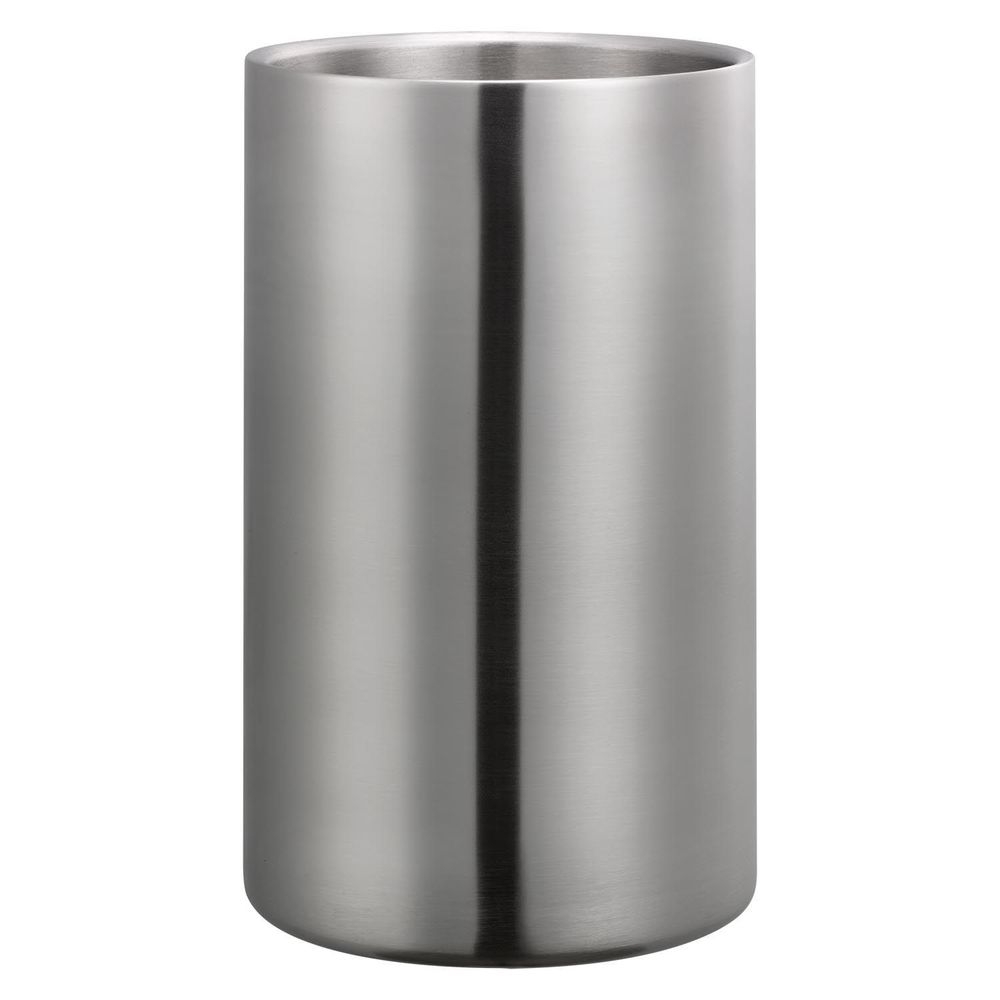 Service Ideas Stainless Steel Brushed Finish Double Wall Insulated Wine Chiller, 4.75 inch Width x 7.75 inch Height