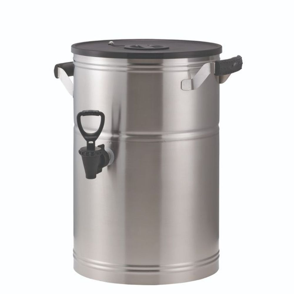 Service Ideas Round Commercial Single Wall Brushed Stainless Steel Tea Dispenser, 3 Gallon Capacity