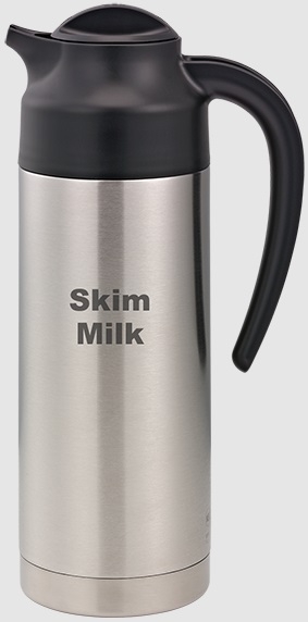 Service Ideas SteelVac Brushed Stainless and Black Skim Milk Vacuum Insulated Carafe, 1 Liter Capacity