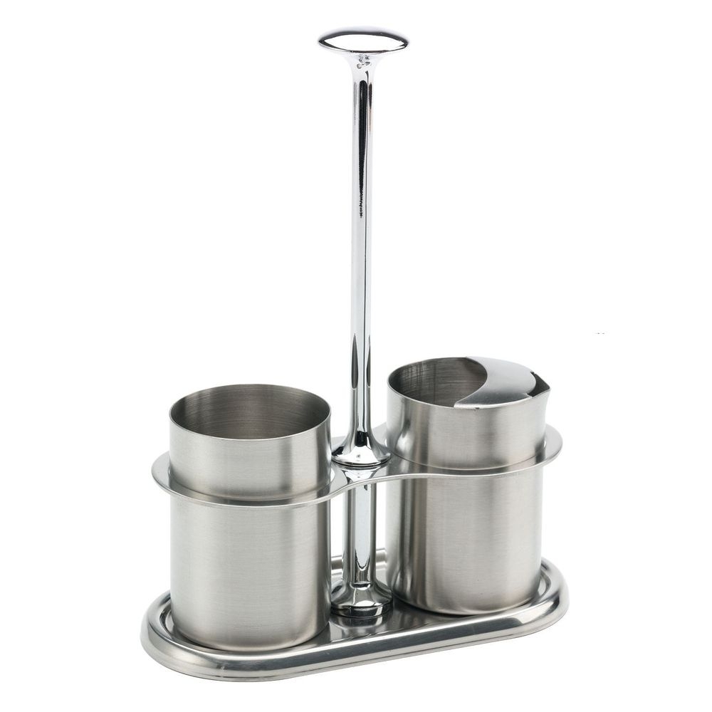 Service Ideas 18/8 Stainless Steel Brushed Finish Cream and Sugar Caddy Set, 3 inch Width x 7.5 inch Height