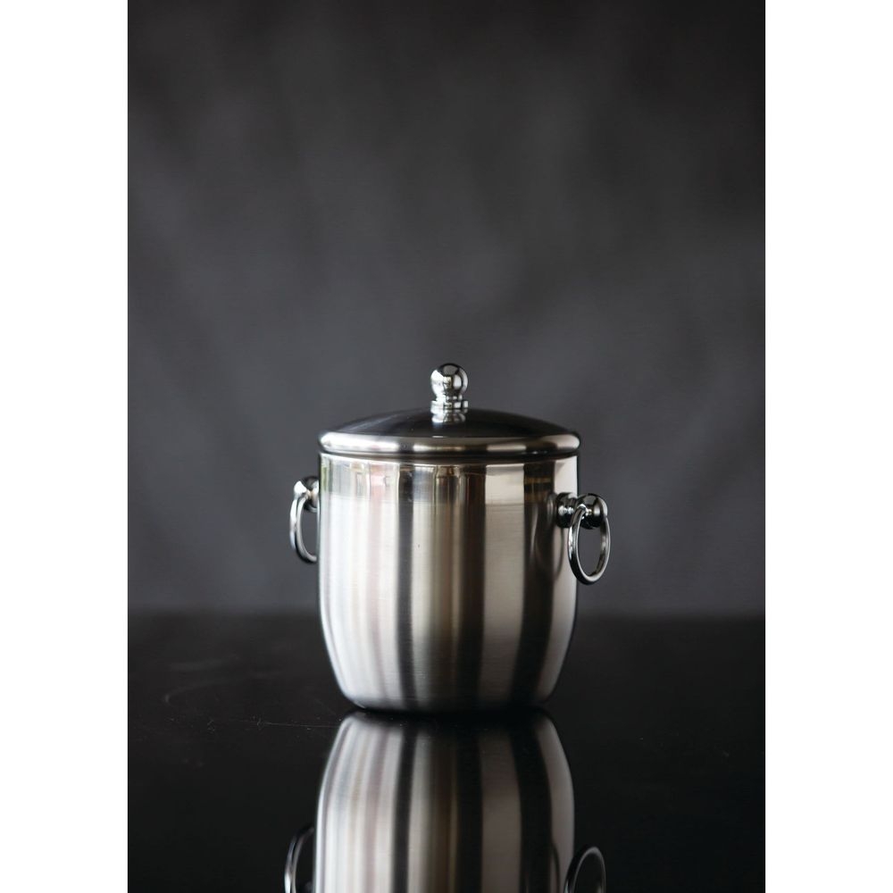 Service Ideas Stainless Steel Brushed with Polished Accents Finish Double Wall Ice Bucket, 1.3 Liter Capacity