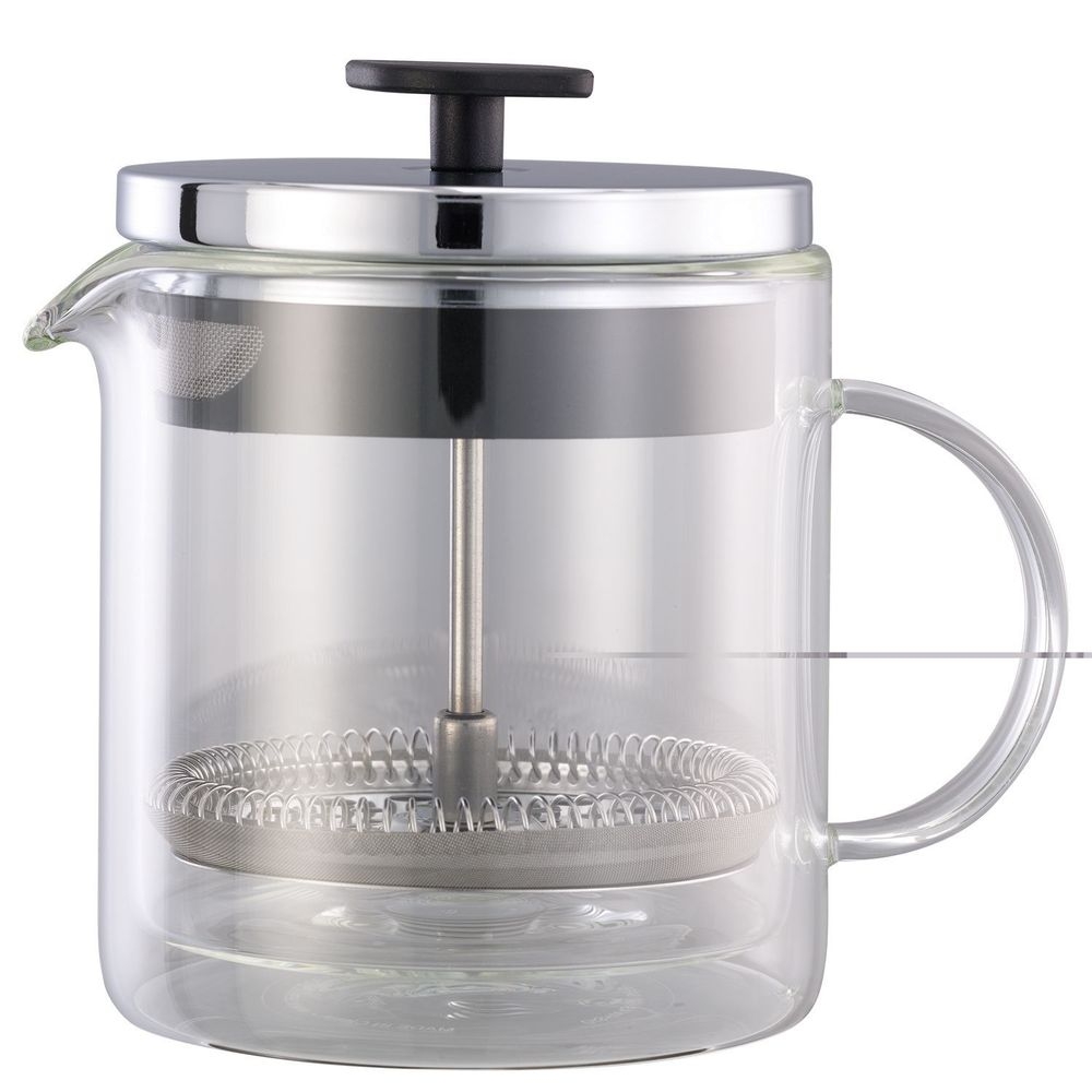 Service Ideas Clear Double Wall Glass Press, 0.4 Liter Capacity