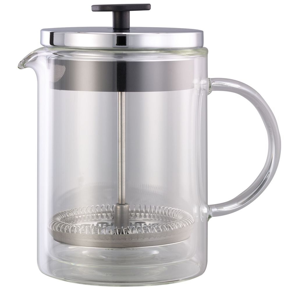 Service Ideas Clear Double Wall Glass Press, 0.6 Liter Capacity