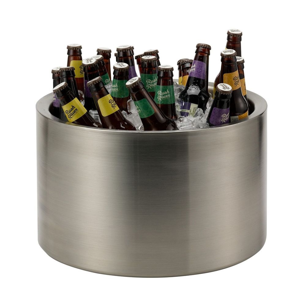 Service Ideas 18/8 Stainless Steel Brushed Finish Double Wall Party Tub Beverage Chiller, 7 Gallon Capacity