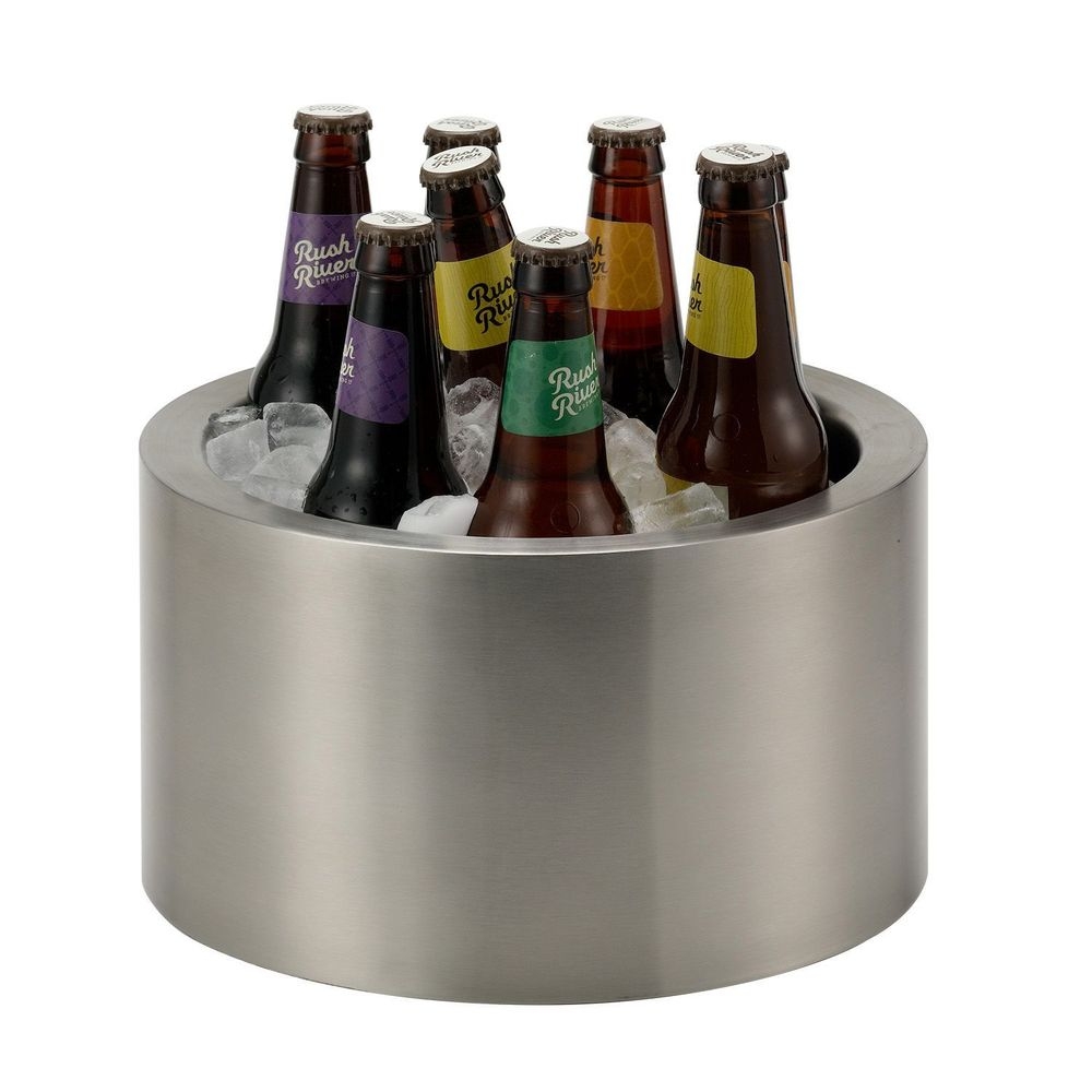 Service Ideas 18/8 Stainless Steel Brushed Finish Double Wall Personal Party Tub Beverage Chiller, 1.5 Gallon Capacity