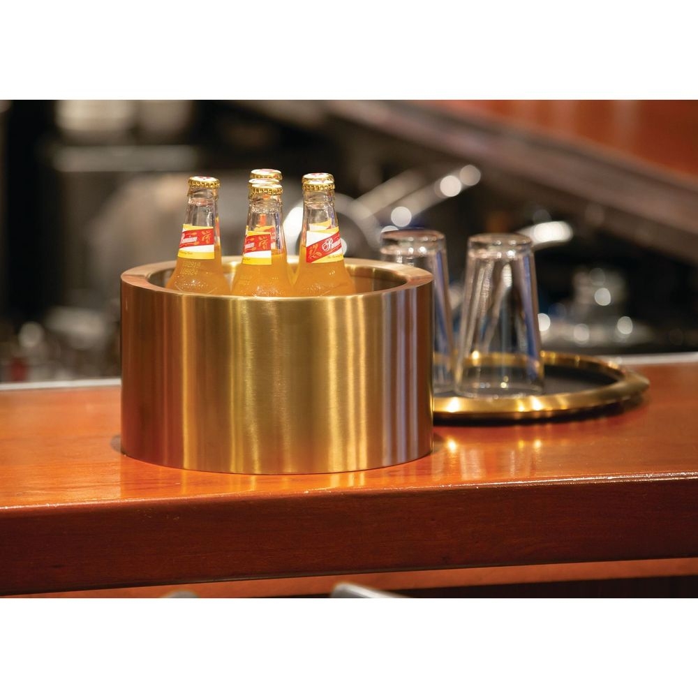 Service Ideas 18/8 Stainless Steel Vintage Gold Finish Double Wall Personal Party Tub Beverage Chiller, 1.5 Gallon Capacity