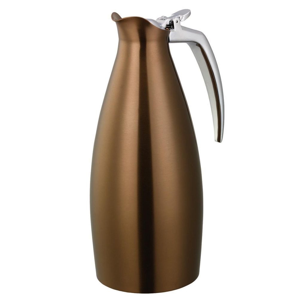 Service Ideas Altus Series Stainless Steel Rose Gold Vacuum Insulated Carafe with Flip Top Lid, 1 Liter Capacity