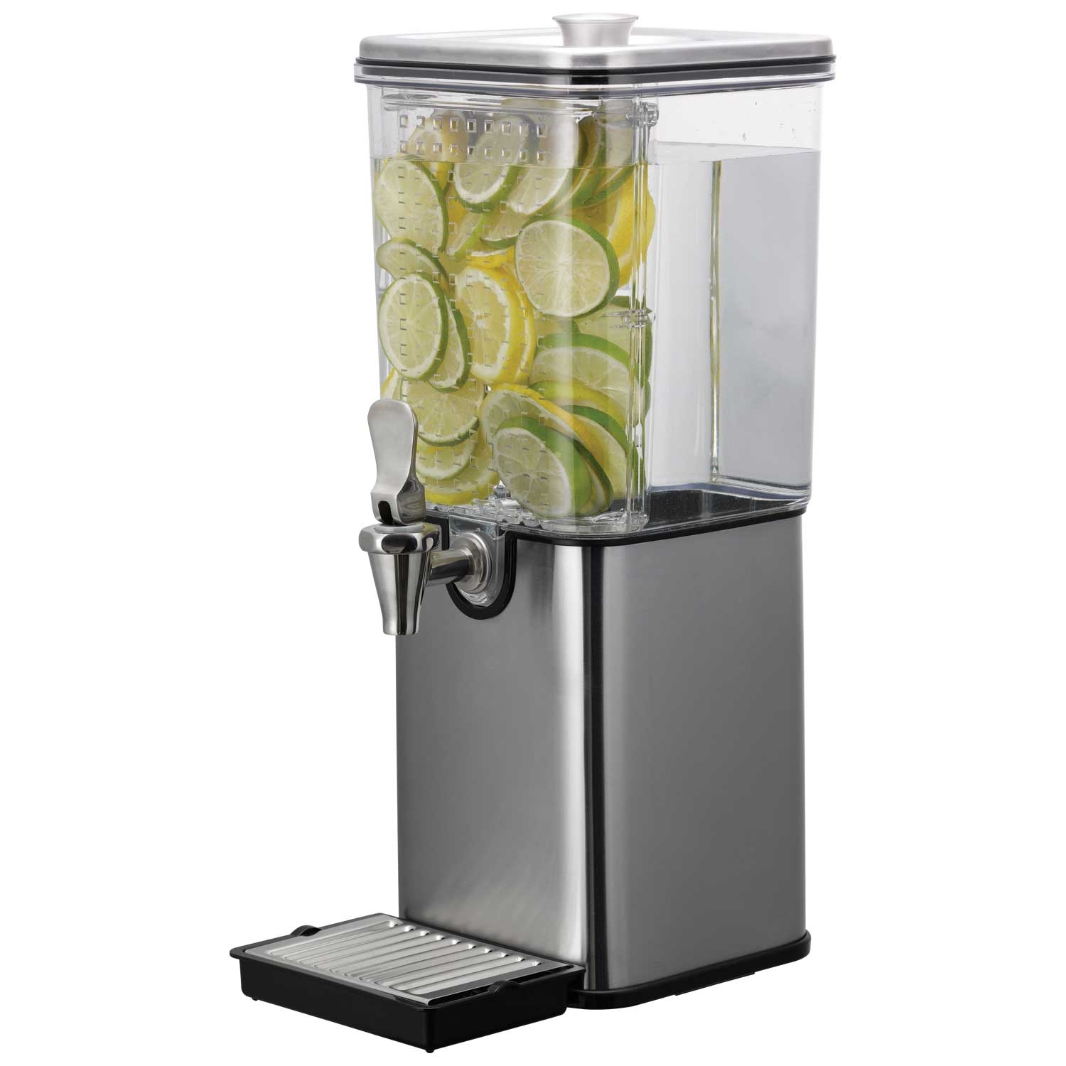 Service Ideas Brushed Finish Stainless Square Infusion Beverage Dispenser, 1.5 Gallon Capacity