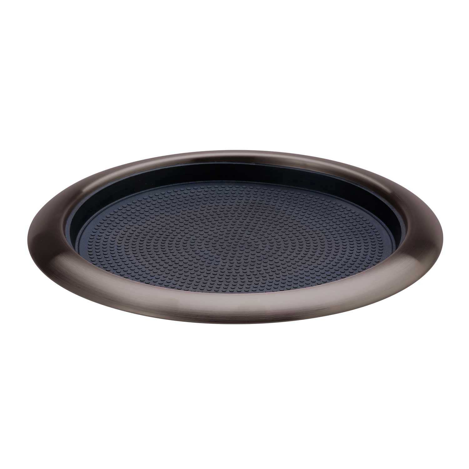 Service Ideas Dark Tungsten 9 inch Round Non-Slip Tray with Removable Insert, 11 x 11 x 1 inch