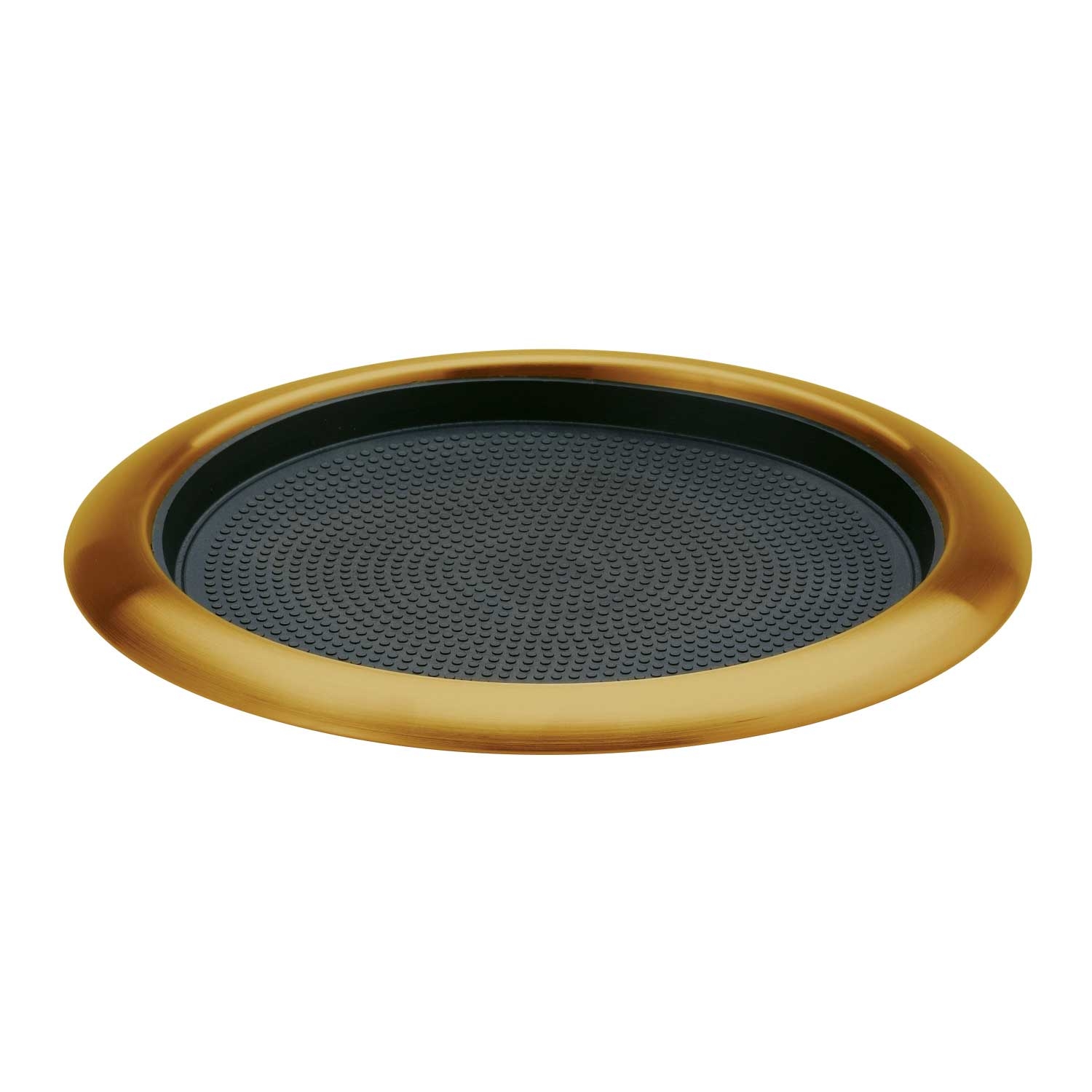 Service Ideas Vintage Gold 9 inch Round Non-Slip Tray with Removable Insert, 11 x 11 x 1 inch
