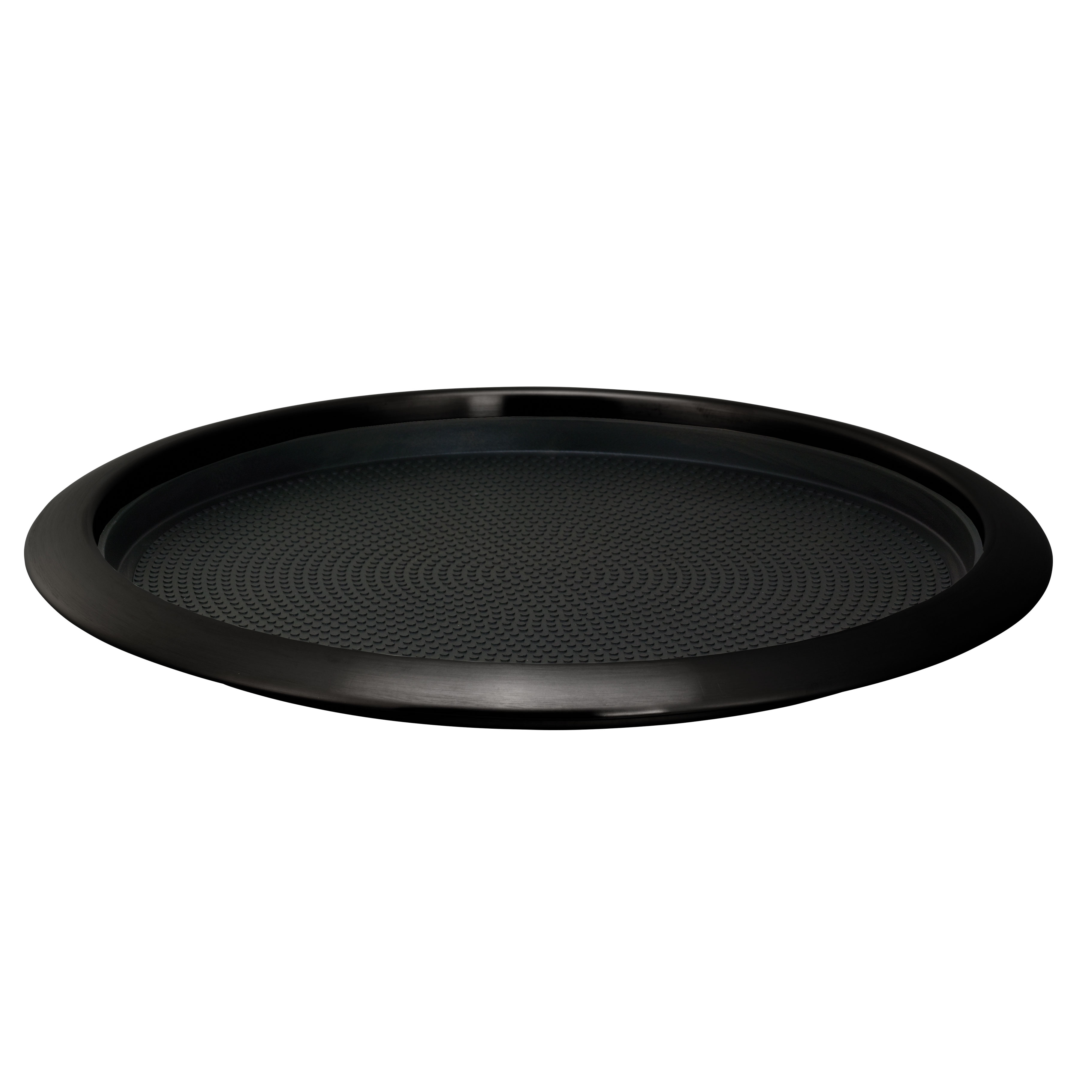 Service Ideas Black Onyx 12 inch Round Non-Slip Tray with Removable Insert, 14 x 14 x 1 inch