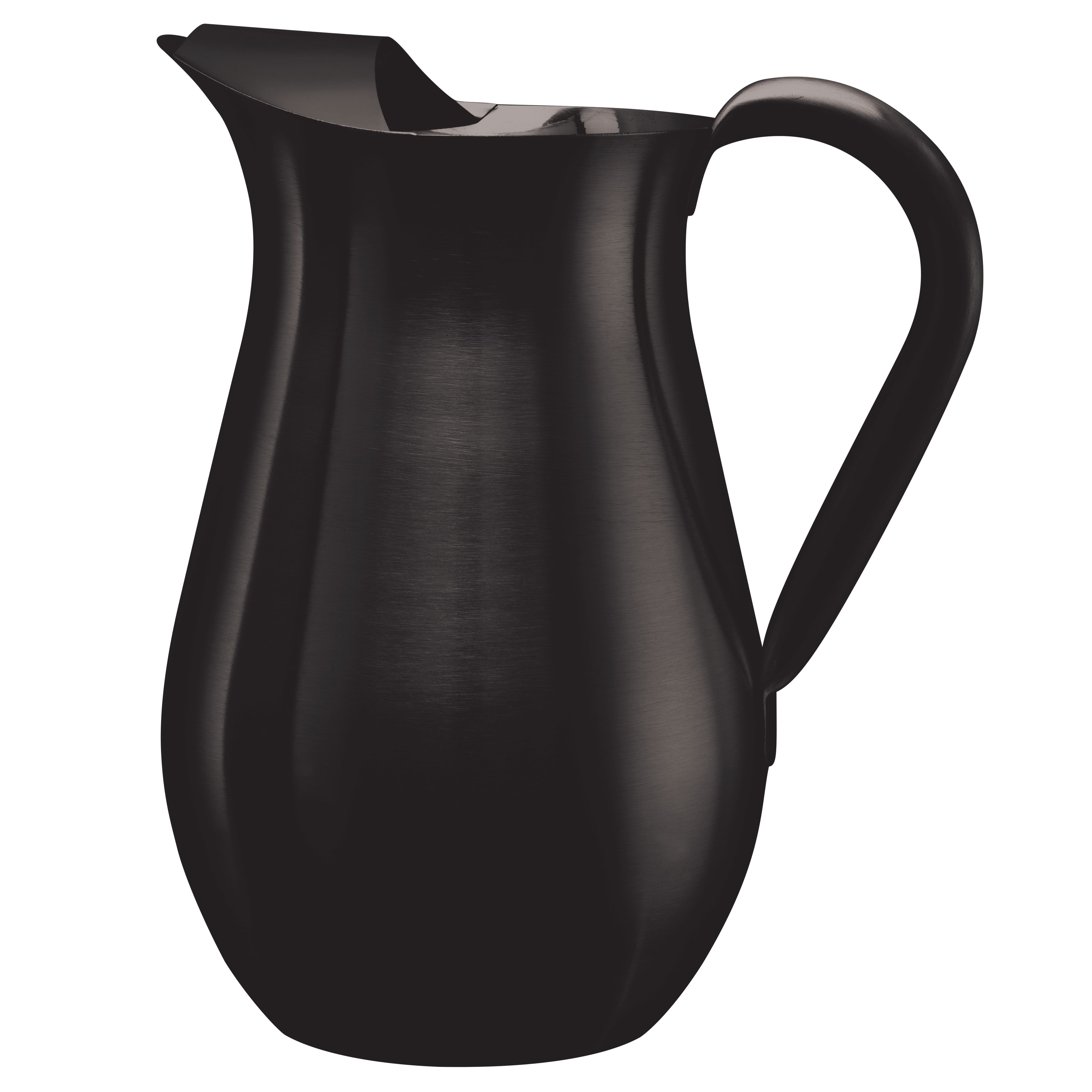 Service Ideas Black Onyx Stainless Steel Bell Pitcher with Ice Guard, 2 Liter Capacity