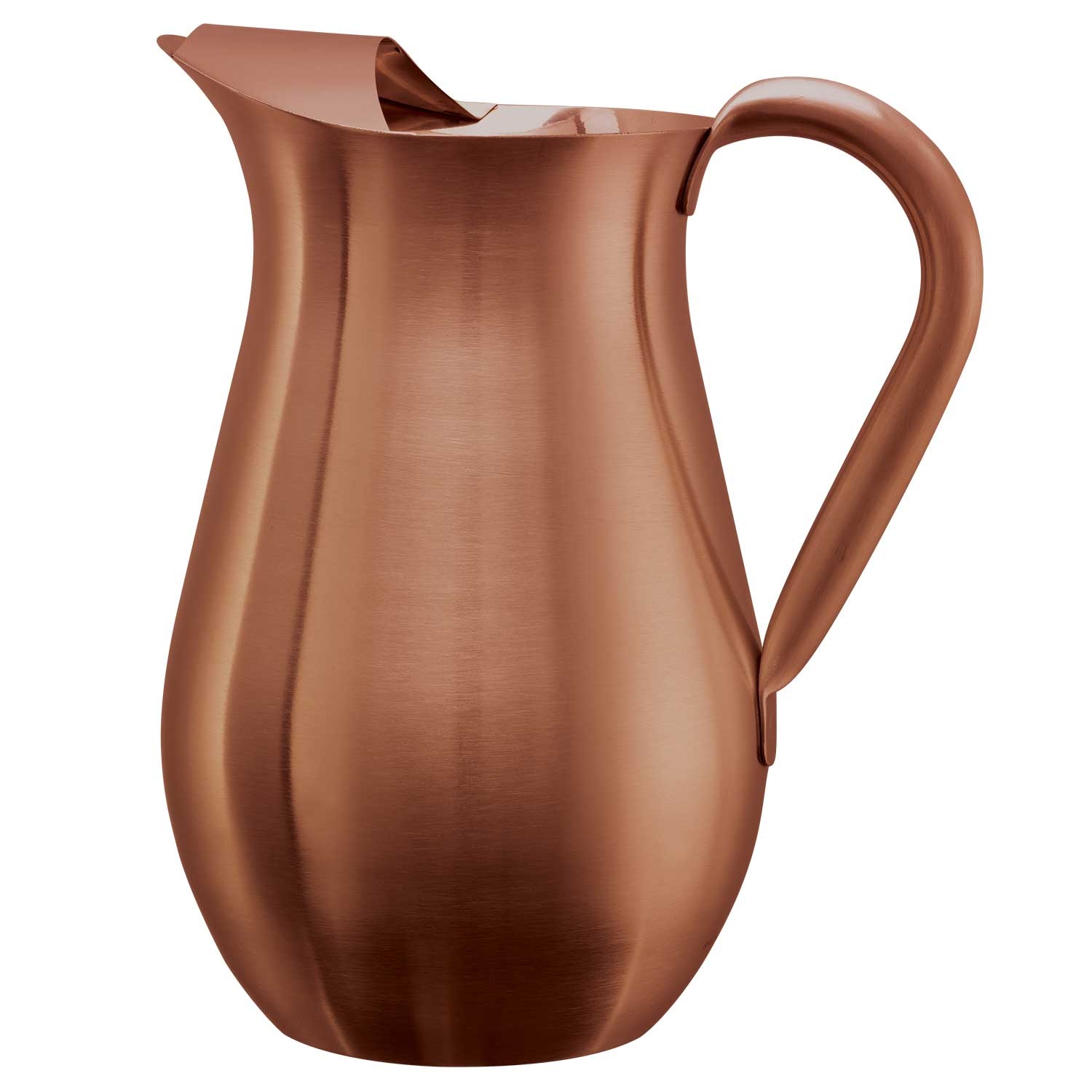 Service Ideas Rose Gold Stainless Steel Bell Pitcher with Ice Guard, 2 Liter Capacity
