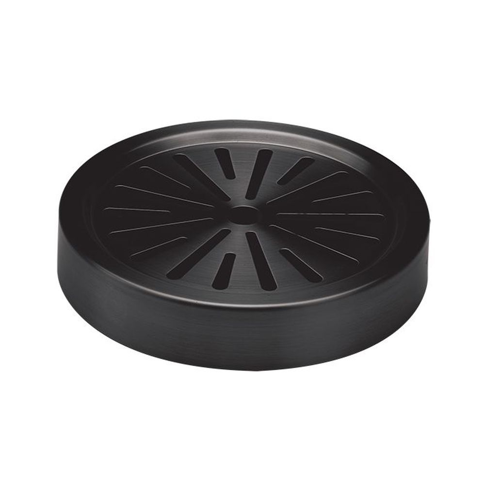 Service Ideas Stainless Steel Black Onyx Round Drip Tray, 6 X 6 X 1.25 Inch