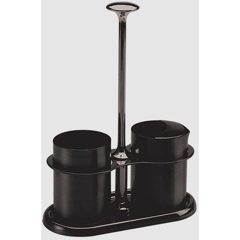 Service Ideas 18/8 Stainless Steel Black Onyx Finish Cream and Sugar Caddy Set, 3 inch Width x 7.5 inch Height