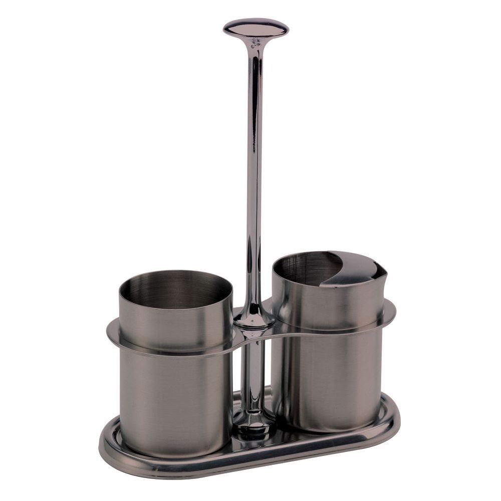 Service Ideas 18/8 Stainless Steel Dark Tungsten Finish Cream and Sugar Caddy Set, 3 inch Width x 7.5 inch Height