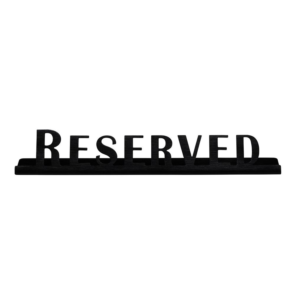 Service Ideas Stainless Steel Black Onyx Finish Reserved Laser Cut ID Tabletop Sign, 1 inch Width x 1 inch Height