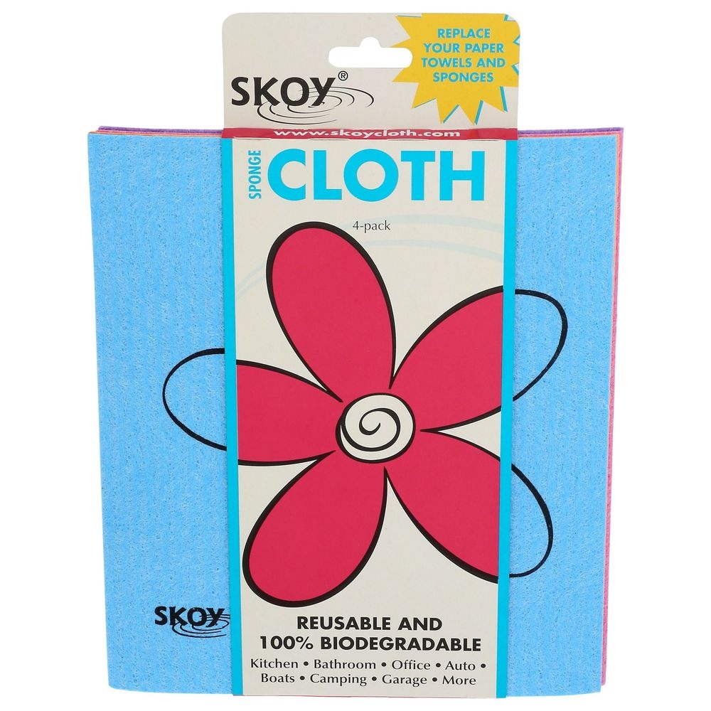 Skoy Assorted Color Reusable and Biodegradable Dishcloth, 4 count -- 12 per case