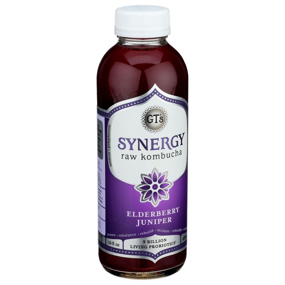 GTs Synergy Organic Elderberry Juniper Raw Kombucha, 16 Fluid Ounce -- 12 per case