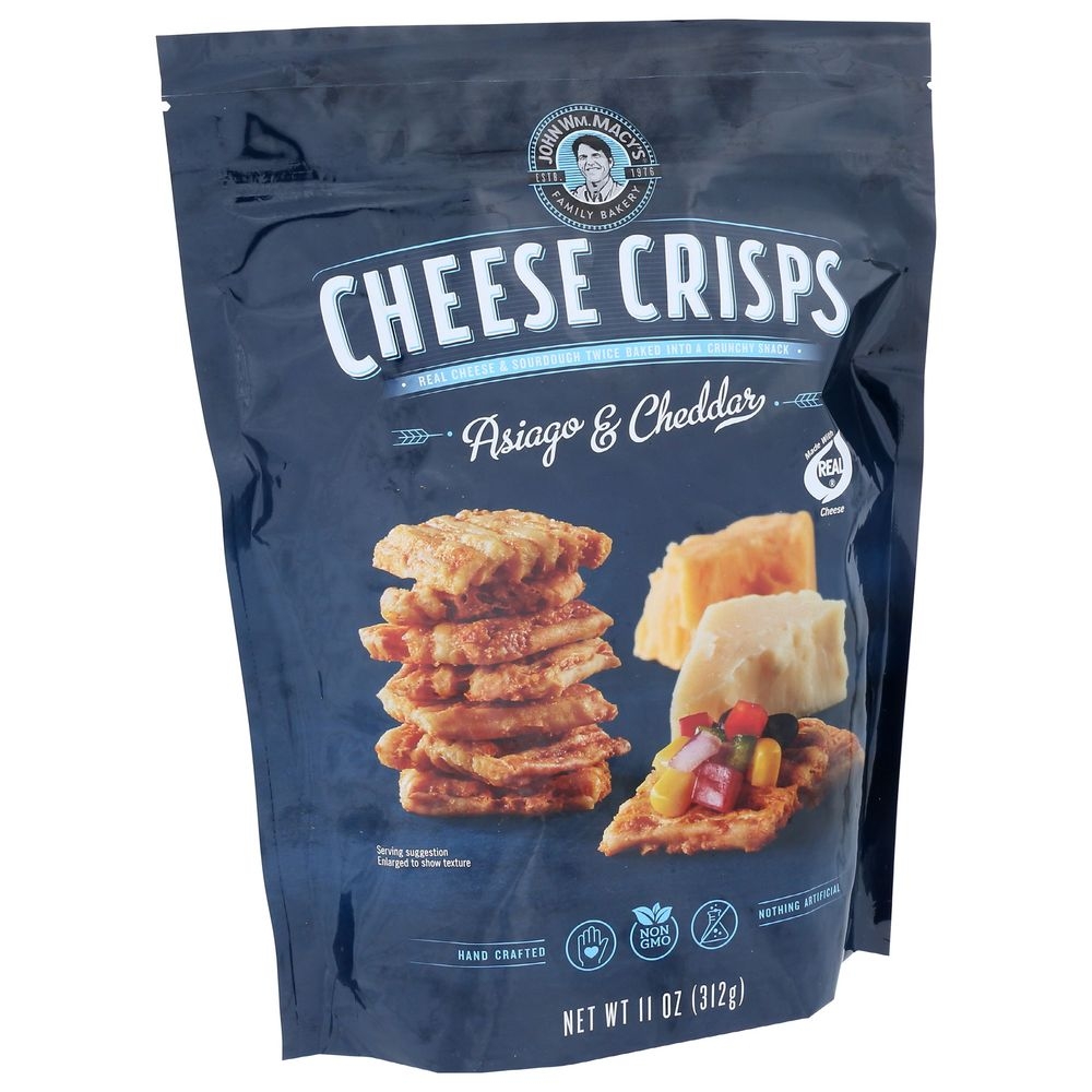 John Wm Macys Asiago Cheddar Cheese Crisps, 11 Ounce -- 12 per case