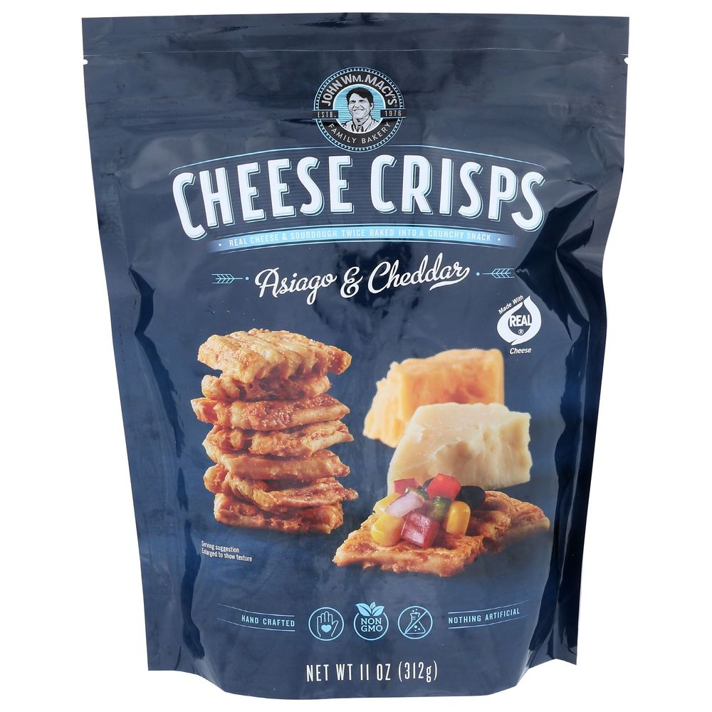 John Wm Macys Asiago Cheddar Cheese Crisps, 11 Ounce -- 12 per case