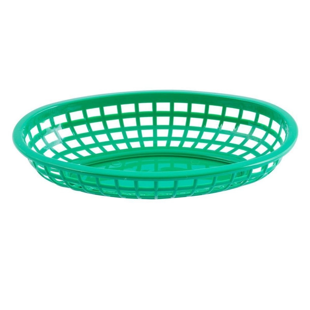 Tablecraft Plastic Green Oval Classic Basket, 9.3 x 6 x 1.875 inch -- 36 per case