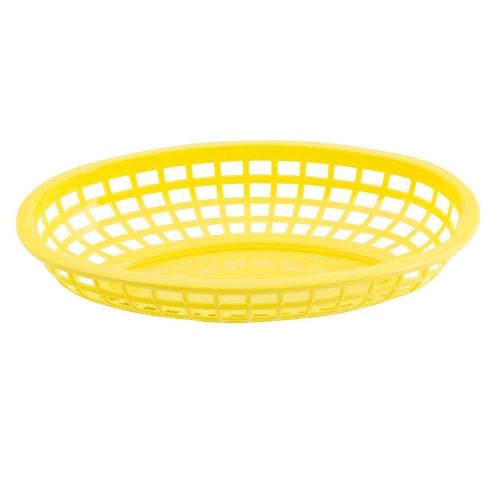 Tablecraft Plastic Yellow Oval Classic Basket, 9.3 x 6 x 1.875 inch -- 36 per case