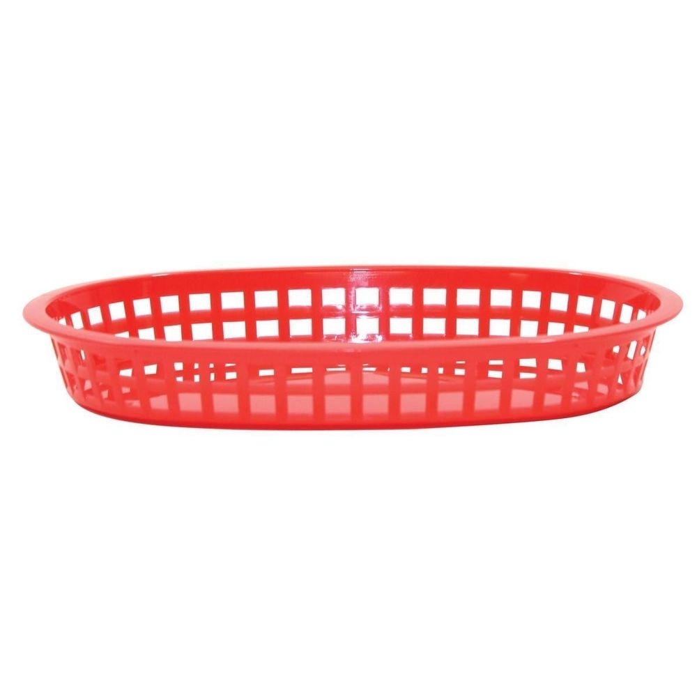 Tablecraft Plastic Red Oval Chicago Basket, 10.5 x 7 x 1.5 inch -- 36 per case