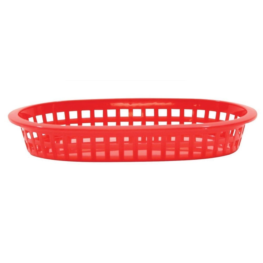 Tablecraft Oval Red Plastic Carte Platter Basket, 9 x 6 x 2 inch -- 36 per case