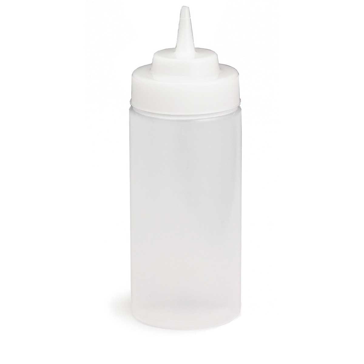 Tablecraft Clear LDPE 63MM Widemouth Cone Tip Squeeze Bottle with Natural Polypropylene Top, 16 Ounce Capacity -- 24 per case