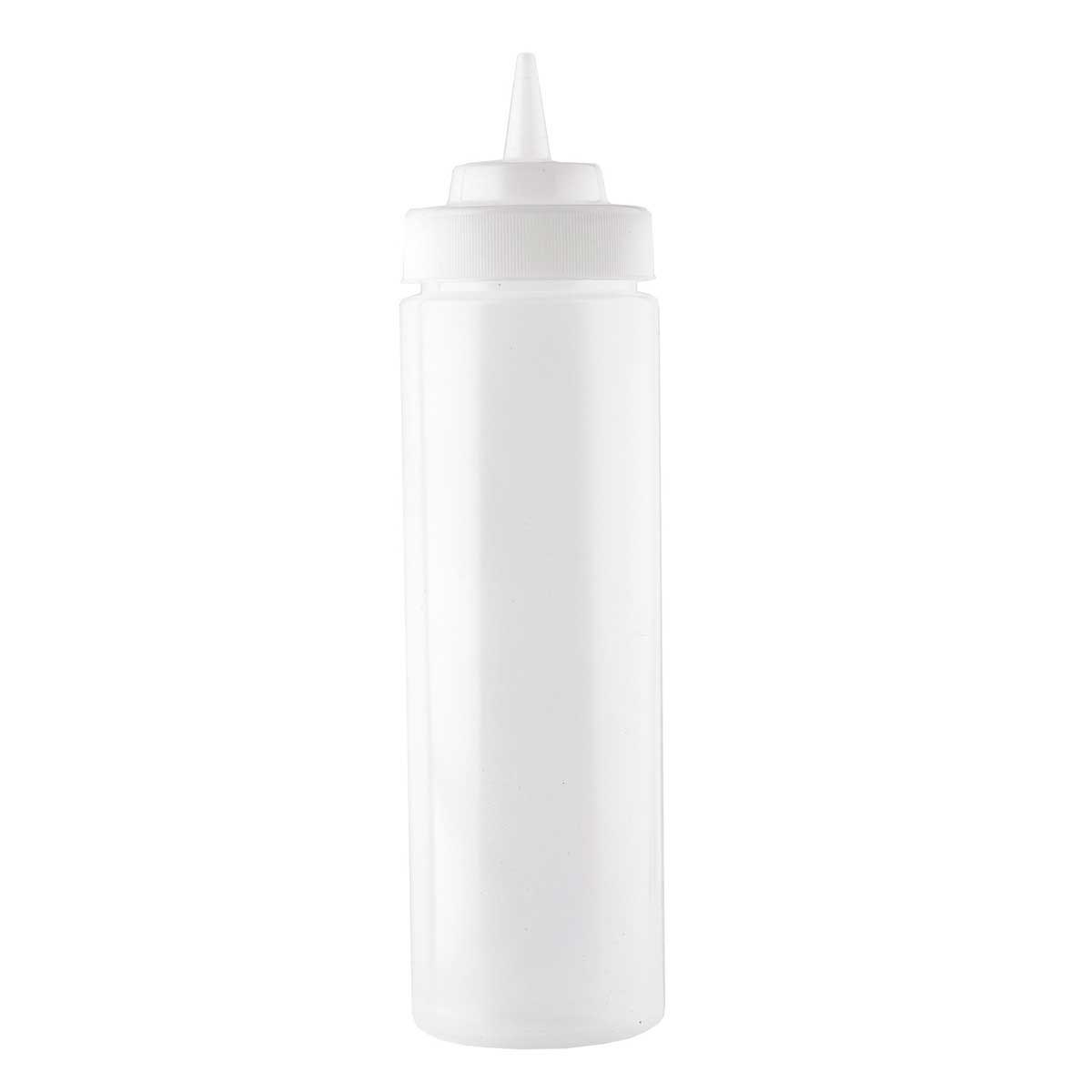Tablecraft Polyethylene Clear 63MM Widemouth Cone Tip Squeeze Bottle with Standard TipTop, 24 Ounce Capacity -- 12 per case