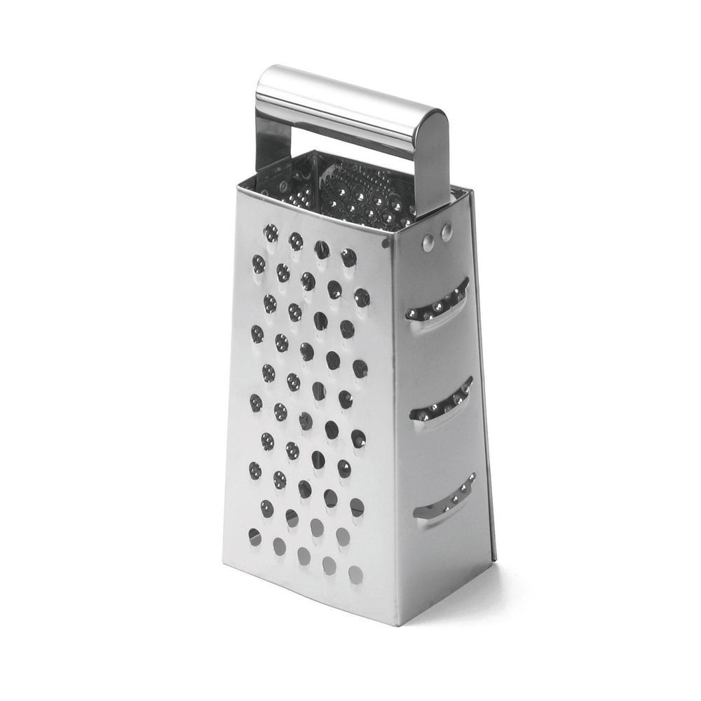 Tablecraft Stainless Steel Tapered Box Grater with Rolled Handle, 4.375 x 3.375 x 9.5 inch