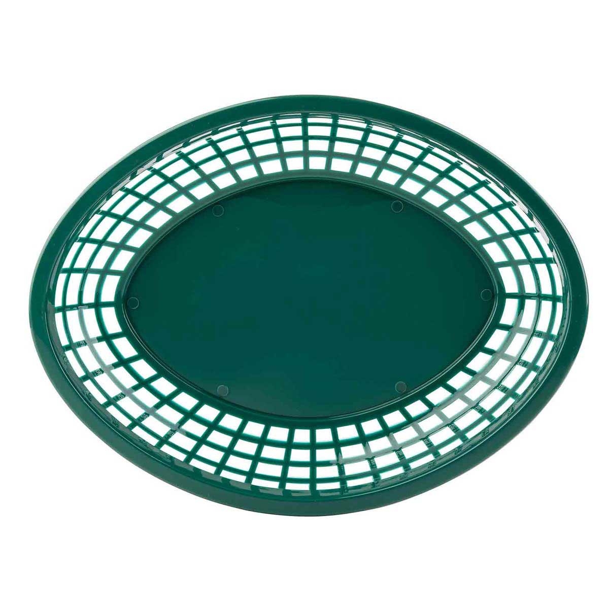 Tablecraft Polypropylene Forest Green Jumbo Oval Plastic Basket, 11.75 x 9 x 1.875 inch -- 36 per case