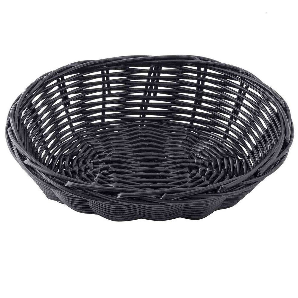 Tablecraft Polypropylene Black Oval Handwoven Basket, 7 x 5 x 2 inch -- 12 per case