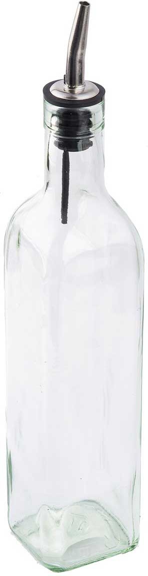 Tablecraft Prima Collection Green Tinted Oil and Vinegar Bottle with Stainless Steel Pourer, 16 Ounce Capacity -- 12 per case