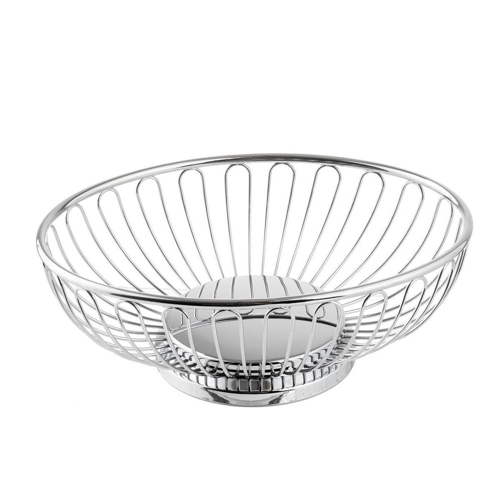 Tablecraft Chrome Plated Oval Chalet Basket, 7 3/8 x 5 1/2 x 2 5/8 inch