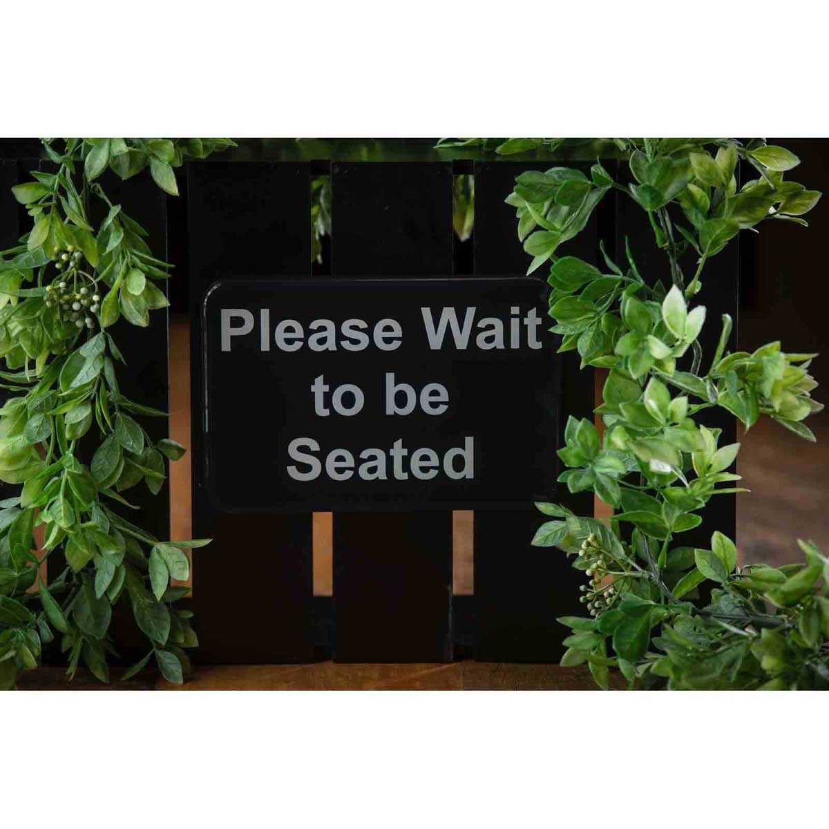 Tablecraft Plastic Black Please Wait To Be Seated Restaurant Compliance Signage, 9 x 0.125 x 6 inch