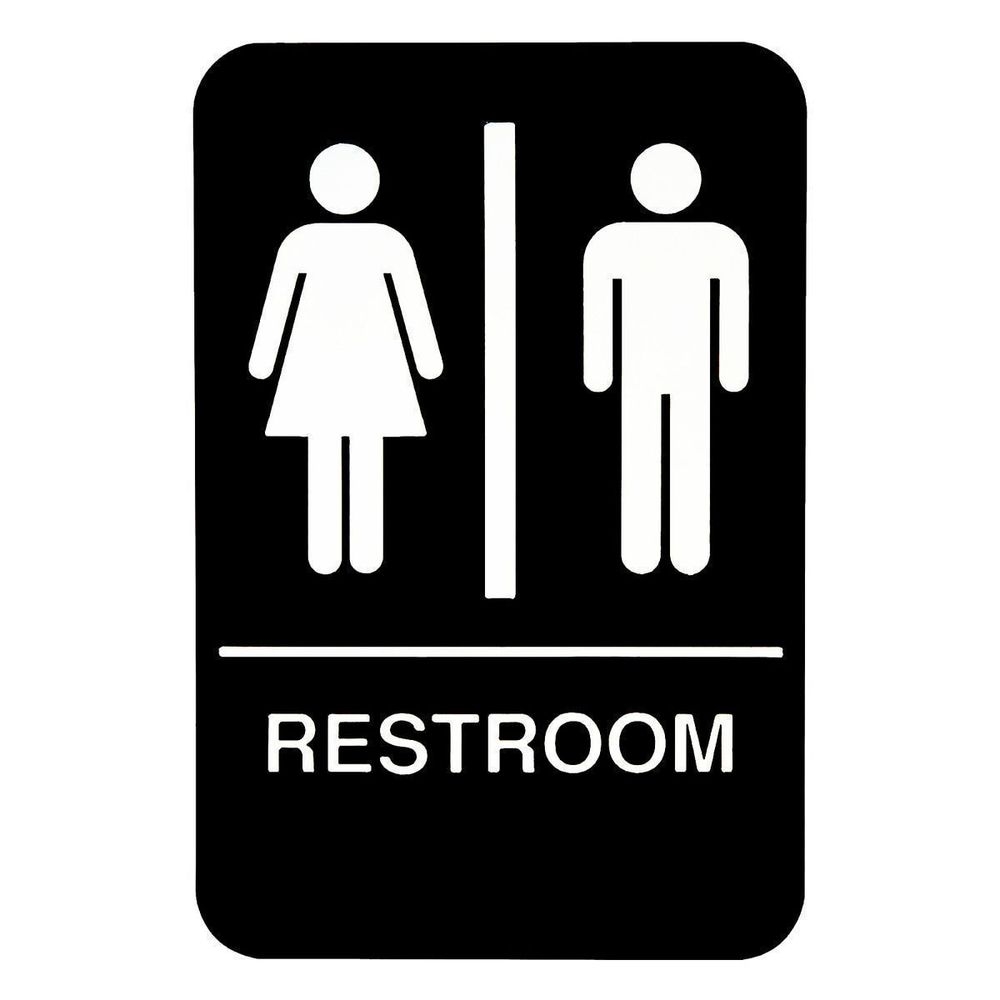 Tablecraft Men/Women Restroom Braille Symbol Signage, 6 x 9 inch
