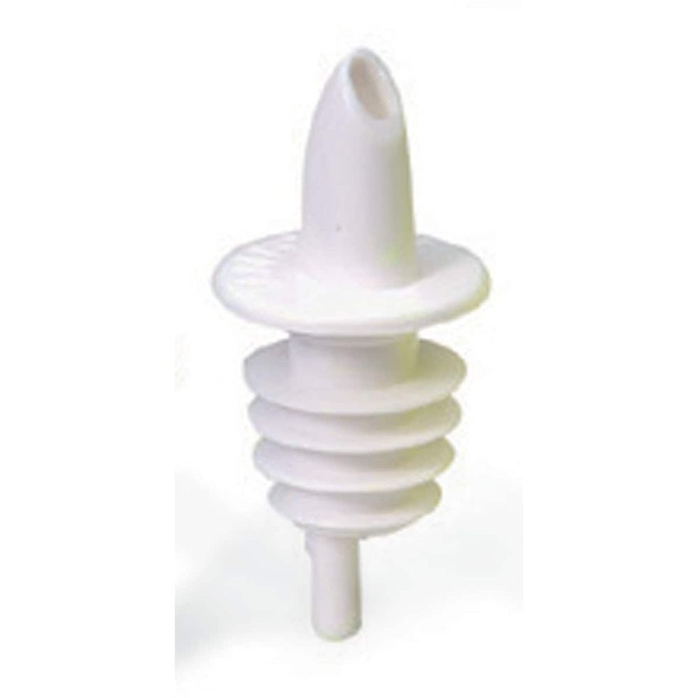 Tablecraft Plastic Economy White Free Flow Liquor Pourer, 1.25 x 1.25 x 2.6875 inch -- 12 per case