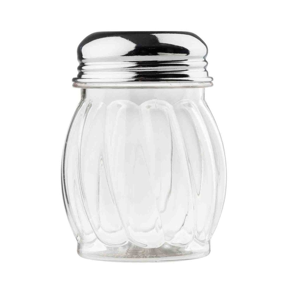 Tablecraft Stainless Steel Perforated Top Swirl Glass Shaker, 6 Ounce Capacity -- 36 per case