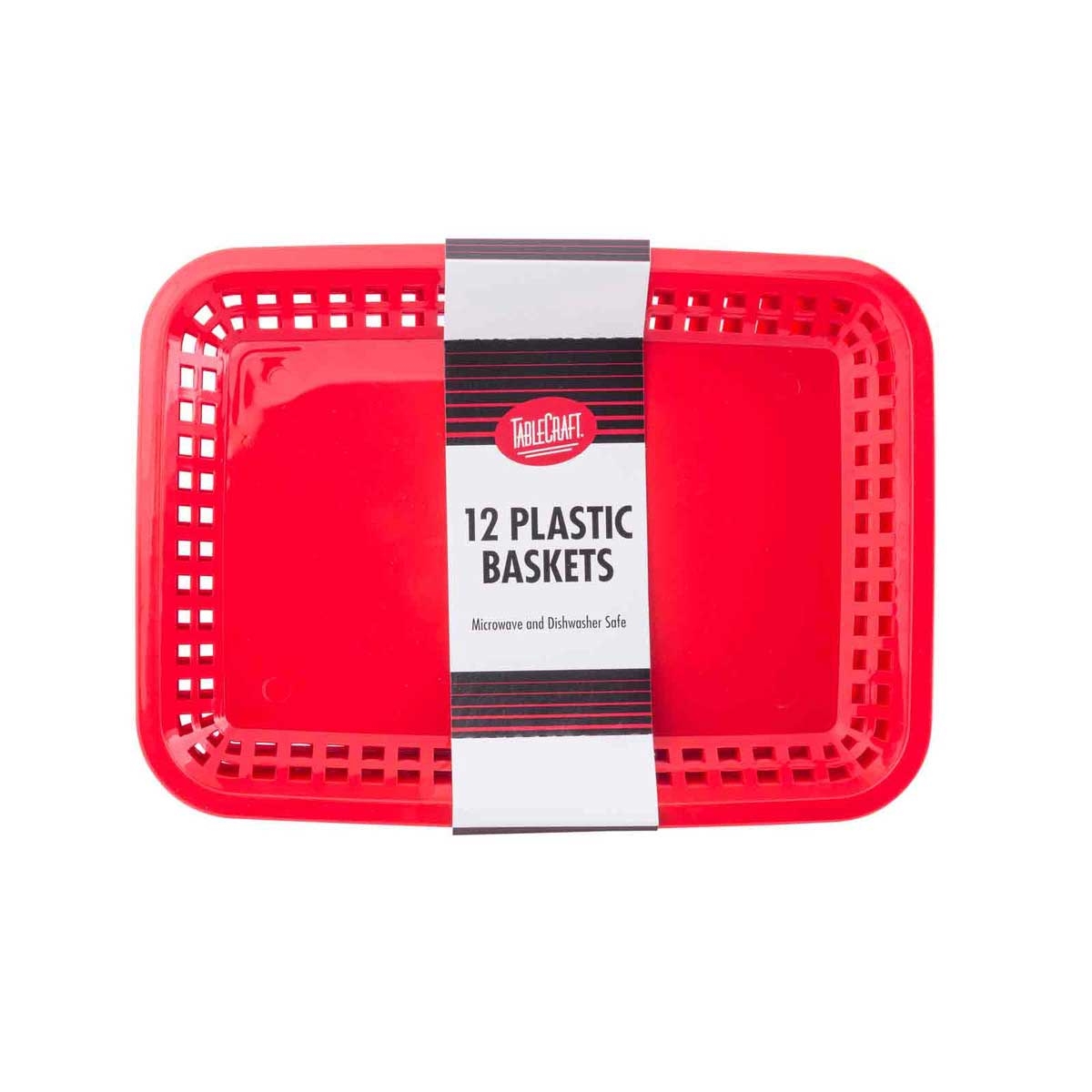 Tablecraft 11.75 x 8.5 x 1.5 inch Plastic Mas Grande Rectangular Red Platter Basket, 12 count -- 3 per case