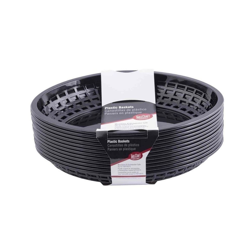 Tablecraft 11.75 inch Plastic Jumbo Oval Black Platter Basket, 12 count -- 3 per case