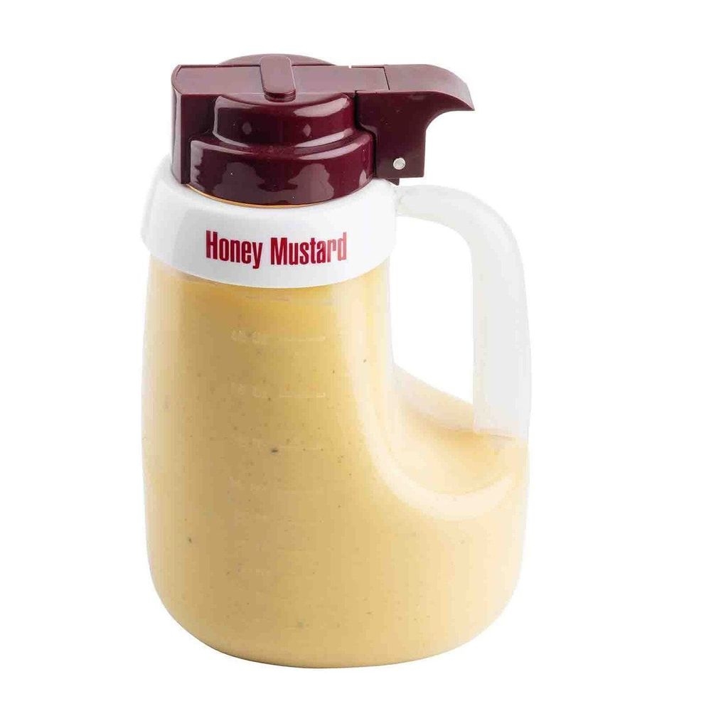 Tablecraft ABS Maroon Print Honey Mustard White Collar for Salad Dressing Dispenser