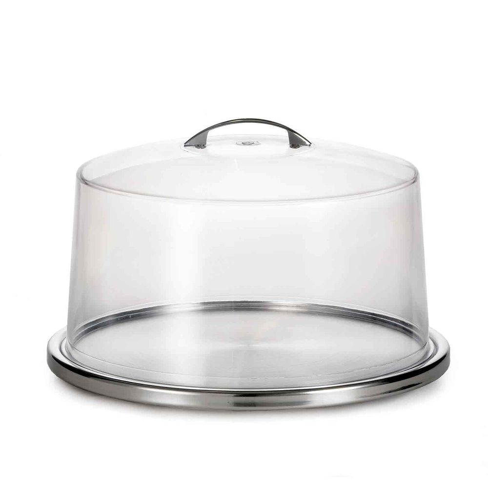 Tablecraft Stainless Steel Low Profile Cake Plate and Dome Cover Set, 13 x 13 x 8 inch