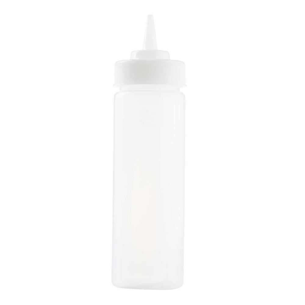 Tablecraft Clear LDPE 53MM Widemouth Squeeze Bottle with Natural Polypropylene Top, 12 Ounce Capacity -- 36 per case