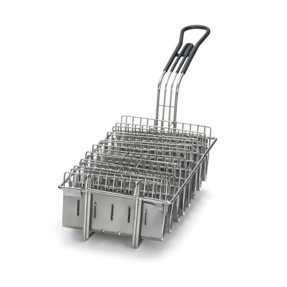 Tablecraft Nickel Plated 8 Slot Taco Fry Basket, 22.25 x 6.5 x 7.625 inch