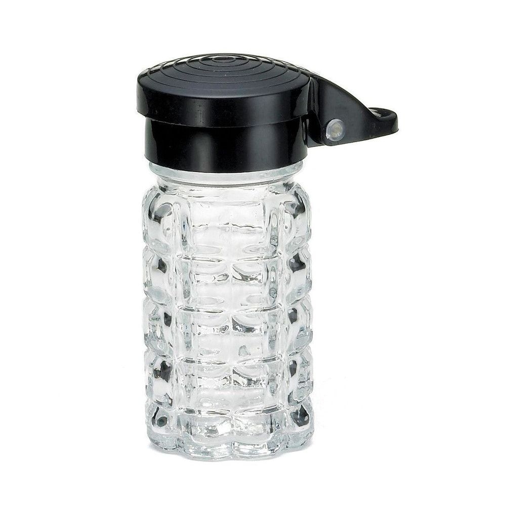 Tablecraft Nostalgia Collection Black ABS Top Glass Salt and Pepper Shaker, 1.5 Ounce Capacity -- 24 per case