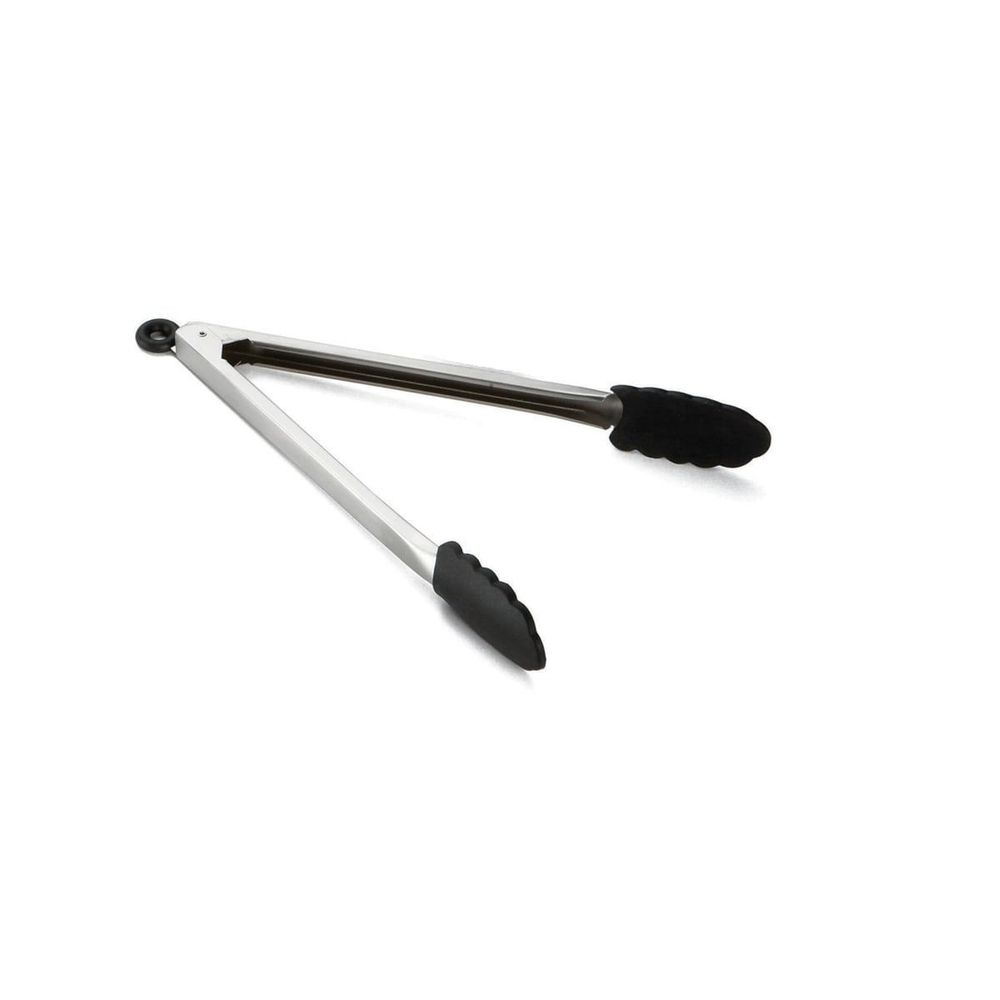 Tablecraft Stainless Steel Heavyweight Silicone Tip Locking Tong, 12 inch
